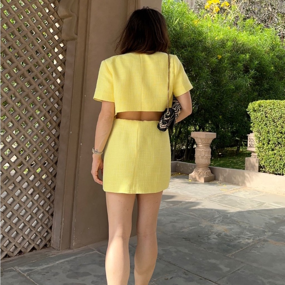 Yellow Cropped Jacket Set - Picture 3 of 5